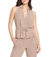 NIC + ZOE Linen Blend Point Collar V-Neck Sleeveless Tie Front Vest