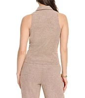 NIC + ZOE Linen Blend Point Collar V-Neck Sleeveless Tie Front Vest