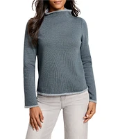 NIC + ZOE Lounge Around Funnel Neck Long Bell Sleeve Top