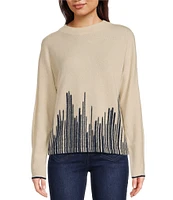 NIC + ZOE Luxe Cashmere Flame Stitch Bateau Neck Long Sleeve Sweater