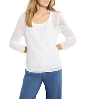 NIC + ZOE Mesh 4-Way V-Neck Bracelet Sleeve Open Front Cardigan