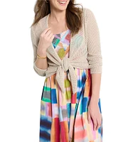 NIC + ZOE Mesh 4-Way V-Neck Bracelet Sleeve Open Front Cardigan