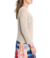 NIC + ZOE Mesh 4-Way V-Neck Bracelet Sleeve Open Front Cardigan