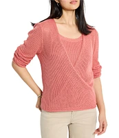 NIC + ZOE Mesh 4-Way V-Neck Bracelet Sleeve Open Front Cardigan