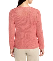 NIC + ZOE Mesh 4-Way V-Neck Bracelet Sleeve Open Front Cardigan