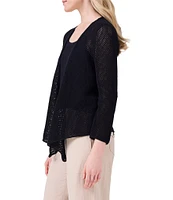 NIC + ZOE Mesh 4-Way V-Neck Bracelet Sleeve Open Front Cardigan