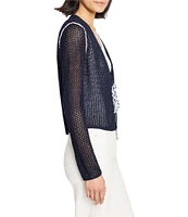 NIC + ZOE Mesh V-Neck Long Sleeve Tie Cardigan