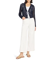 NIC + ZOE Mesh V-Neck Long Sleeve Tie Cardigan