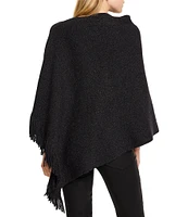 NIC + ZOE Metallic Go To Knit Boatneck Fringe Poncho