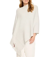 NIC + ZOE Metallic Go To Knit Boatneck Fringe Poncho