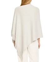 NIC + ZOE Metallic Go To Knit Boatneck Fringe Poncho