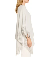 NIC + ZOE Metallic Go To Knit Boatneck Fringe Poncho