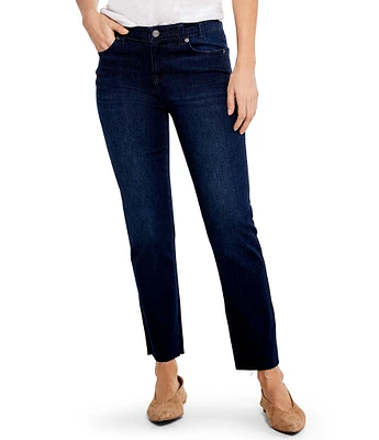 NIC + ZOE Mid Rise Straight Leg Raw Hem Denim Ankle Jeans