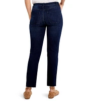 NIC + ZOE Mid Rise Straight Leg Raw Hem Denim Ankle Jeans