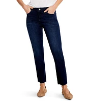 NIC + ZOE Mid Rise Straight Leg Raw Hem Denim Ankle Jeans