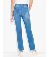 NIC + ZOE Mid Rise Straight Leg Raw Hem Denim Ankle Jeans