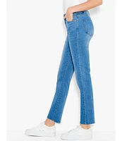 NIC + ZOE Mid Rise Straight Leg Raw Hem Denim Ankle Jeans