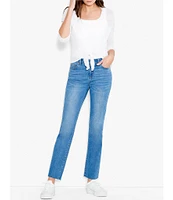 NIC + ZOE Mid Rise Straight Leg Raw Hem Denim Ankle Jeans