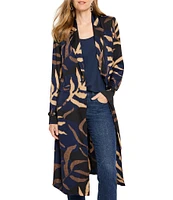 NIC + ZOE Midnight Fern Pottery Crepe Notch Lapel Long Sleeve Trench Jacket