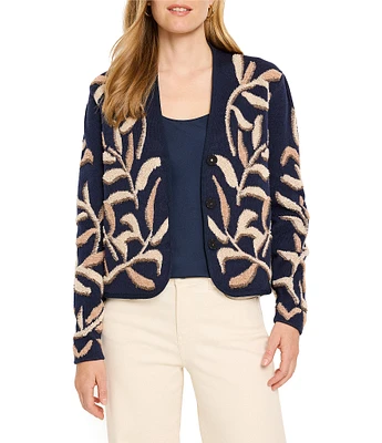 NIC + ZOE Midnight Fern Tufted Knit Long Sleeve Button Front Cardigan