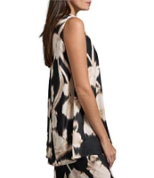 NIC + ZOE Midnight Florals Stand Collar Sleeveless Tunic Top