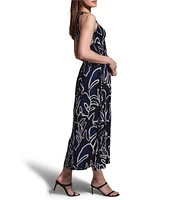 NIC + ZOE Midnight Muse Chiffon Smocked Belted Midi Dress