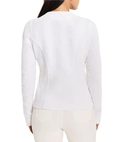 NIC + ZOE Mix Knit Round Neck Long Sleeve Jacket