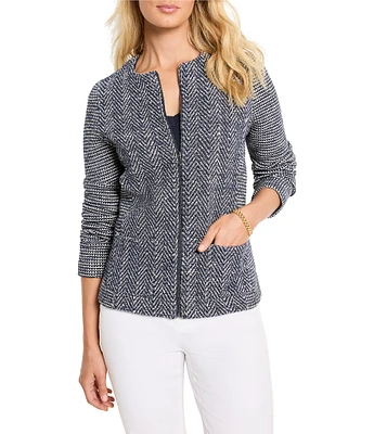NIC + ZOE Mix Knit Round Neck Long Sleeve Jacket