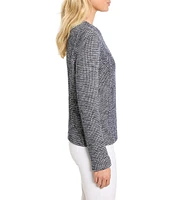 NIC + ZOE Mix Knit Round Neck Long Sleeve Jacket
