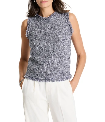 NIC + ZOE Mixed Knit Round Neck Sleeveless Fringe Tank
