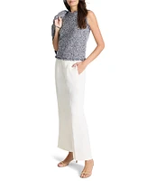 NIC + ZOE Mixed Knit Round Neck Sleeveless Fringe Tank
