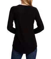 NIC + ZOE NZT Cozy Jersey Round Neck Long Sleeve Shirttail Tee