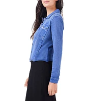 NIC + ZOE NZT Denim French Terry Point Collar Long Sleeve Button-Front Jacket