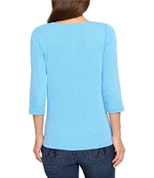 NIC + ZOE NZT Knit Boat Neck 3/4 Sleeve Tee