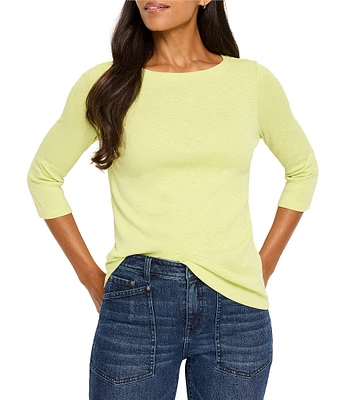 NIC + ZOE NZT Knit Boat Neck 3/4 Sleeve Tee