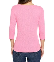 NIC + ZOE NZT Knit Boat Neck 3/4 Sleeve Tee