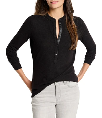 NIC + ZOE NZT Knit Cozy Round Neck Long Sleeve Henley Top