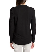 NIC + ZOE NZT Knit Cozy Round Neck Long Sleeve Henley Top