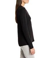 NIC + ZOE NZT Knit Cozy Round Neck Long Sleeve Henley Top