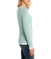 NIC + ZOE NZT Knit Double Layer Round Neck Long Sleeve Top