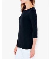 NIC + ZOE NZT Knit Jersey Boat Neck 3/4 Sleeve Tee Shirt