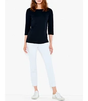 NIC + ZOE NZT Knit Jersey Boat Neck 3/4 Sleeve Tee Shirt