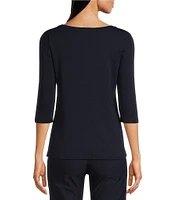 NIC + ZOE NZT Knit Jersey Boat Neck 3/4 Sleeve Tee Shirt
