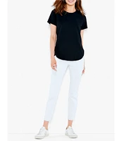 NIC + ZOE NZT Solid Stretch Cotton Knit Jersey Crew Neck Short Sleeve Shirttail Hem Tee Shirt