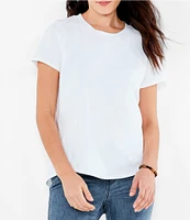 NIC + ZOE NZT Solid Stretch Cotton Knit Jersey Crew Neck Short Sleeve Shirttail Hem Tee Shirt