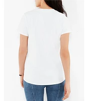 NIC + ZOE NZT Solid Stretch Cotton Knit Jersey Crew Neck Short Sleeve Shirttail Hem Tee Shirt