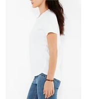 NIC + ZOE NZT Solid Stretch Cotton Knit Jersey Crew Neck Short Sleeve Shirttail Hem Tee Shirt