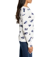 NIC + ZOE NZT Stamped Floral Waffle Round Neck Long Sleeve Tee