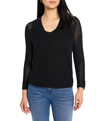 NIC + ZOE Open Mesh Knit Cocoon Open Front Long Sleeve Cardigan