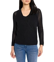 NIC + ZOE Open Mesh Knit Cocoon Open Front Long Sleeve Cardigan